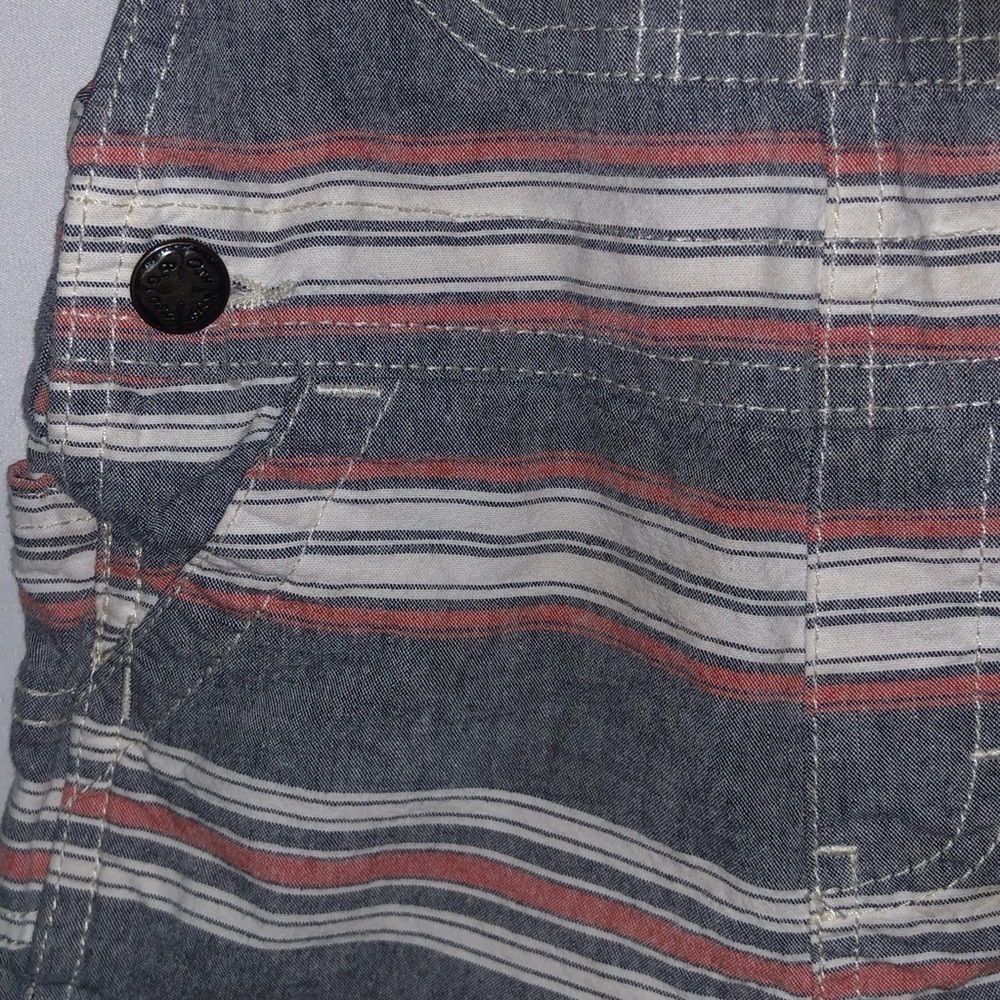 Oshkosh B'Gosh Red Grey & Cream Striped Overalls - Picture 5 of 10